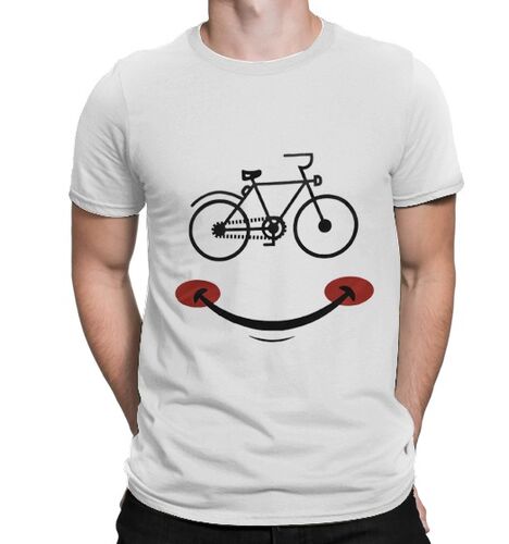 BikeStyle - BikeStyle Tshirt Özel Tasarım Gülen Yüz -Beyaz