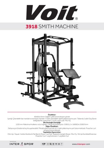 Voit 3918 Smith Machine Ağırlık Çalışma İstasyonu