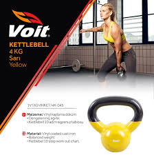 Voit - Voit Vinyl Kettlebell 4 kg Sarı