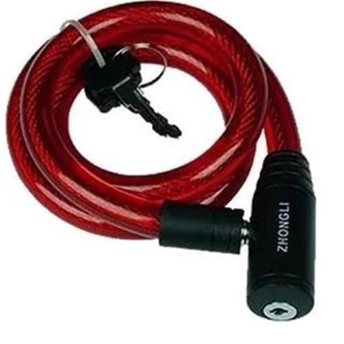 Zhongli - Zhongli anahtarlı halat kilit kırmızı 12x800mm